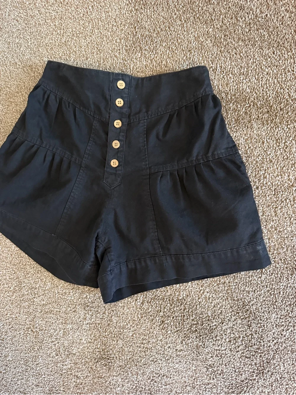 Cicy Bell High-Waist Black Button-Front Women's Shorts
